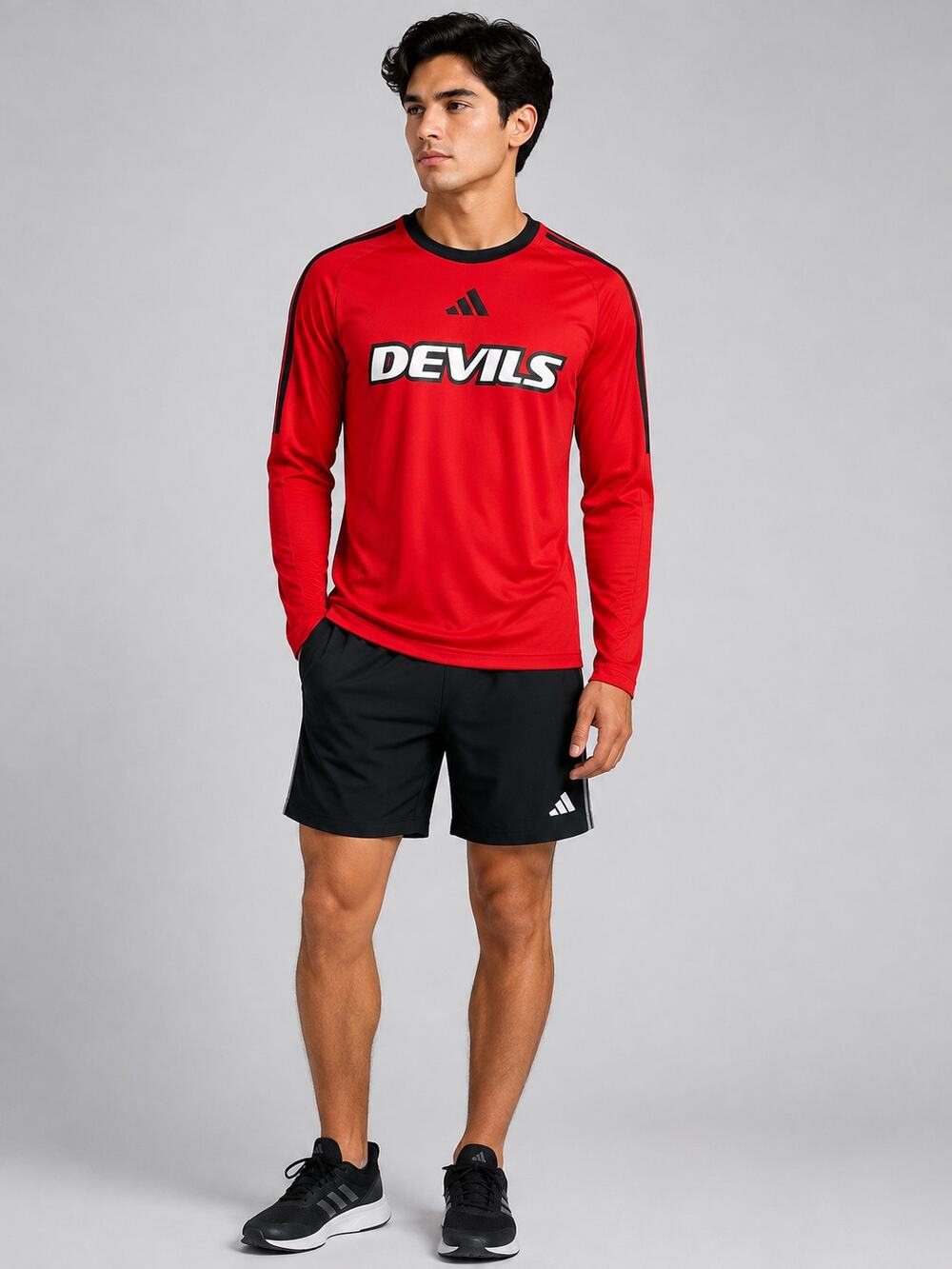 Adidas New Jersey Devils NHL Long Sleeve Performance Shirt Red Black S NWT 030